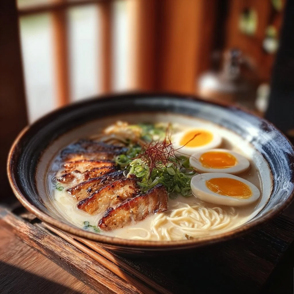 Delicious bowl of Pork Bone Ramen with flavorful broth and toppings
