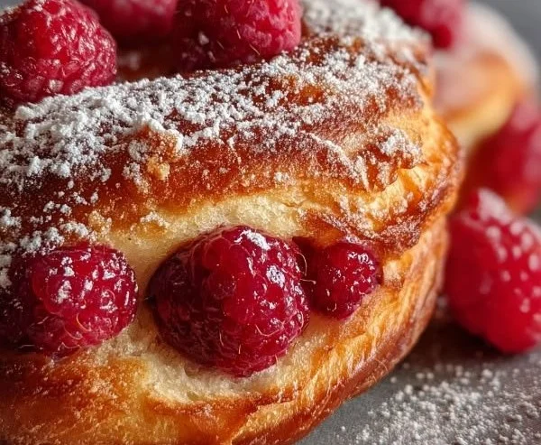 Raspberry Croissant Sourdough Donuts