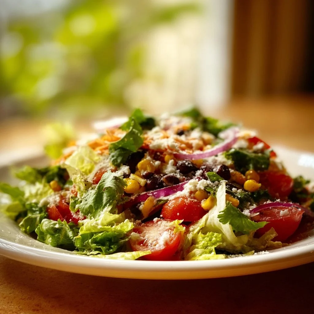 Delicious Santa Fe Salad with fresh vegetables and zesty dressing