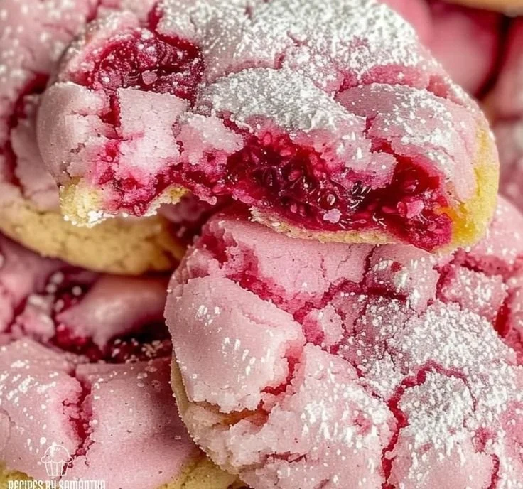 Soft and chewy raspberry sugar cookies with fresh raspberries