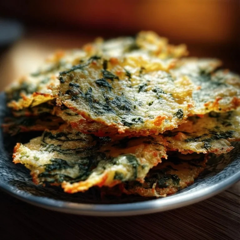 Crispy homemade Spinach Cheese Crisps served in a bowl