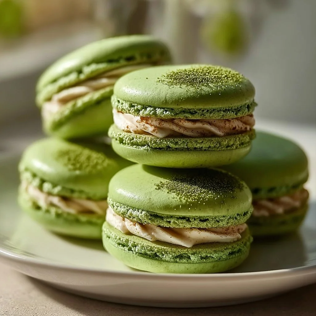 St. Patrick's Day macarons decorated in green and gold colors