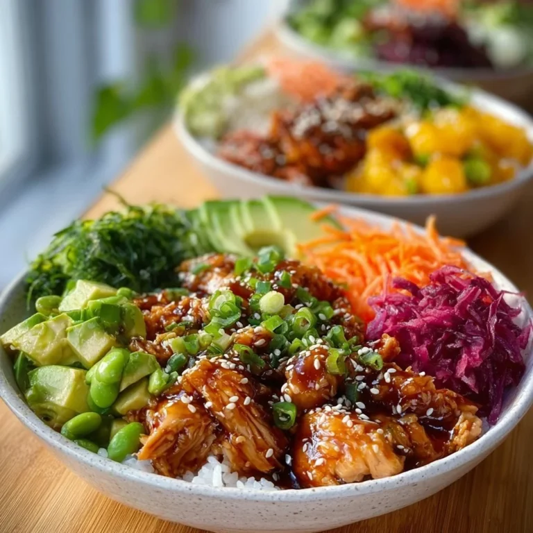 Delicious Sticky Chicken Poke Bowl with fresh ingredients and vibrant colors