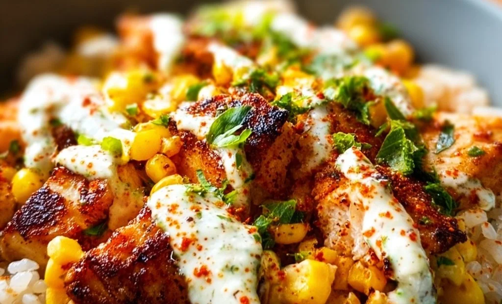 Street Corn Chicken Rice Bowl