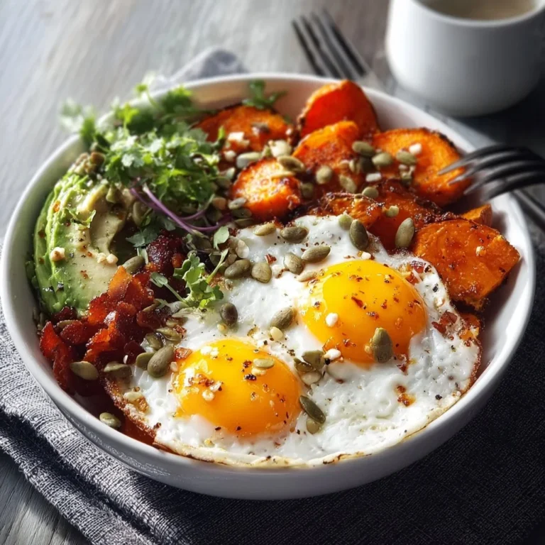 Healthy Sweet Potato Breakfast Bowl topped with nuts and fruits