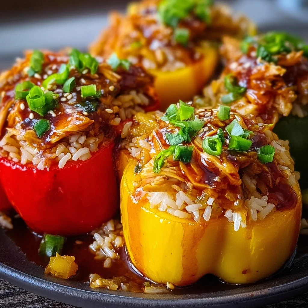 Teriyaki Pineapple Chicken and Rice Stuffed Peppers