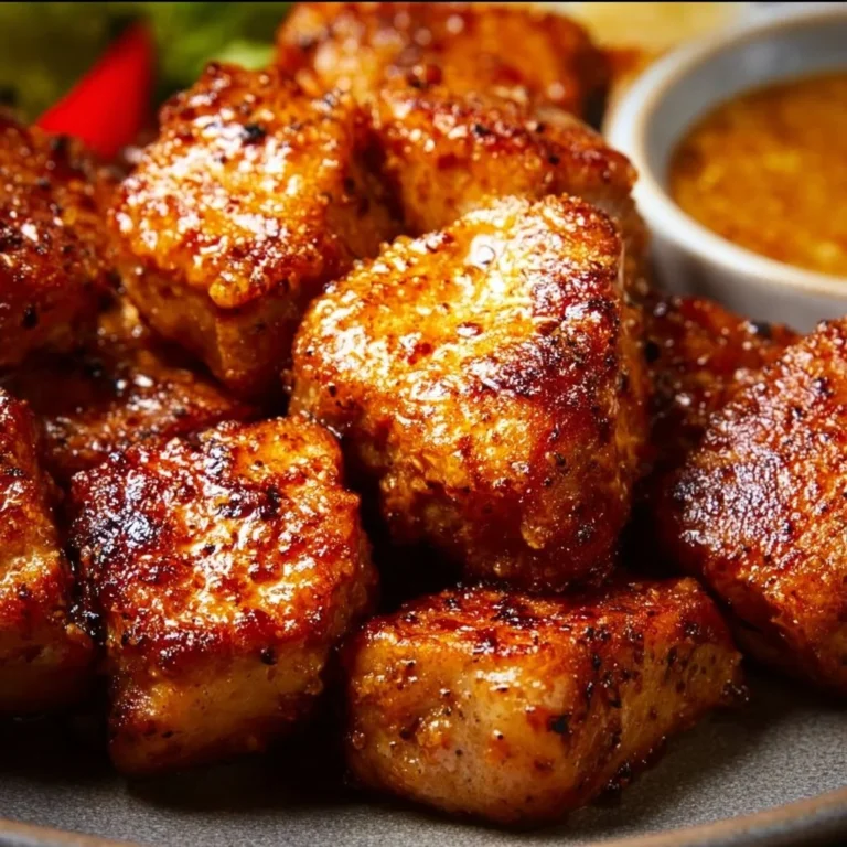 Crispy Air Fryer Pork Chop Bites served on a plate