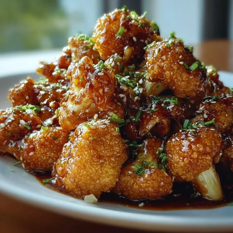 Delicious sticky honey garlic cauliflower dish served on a plate