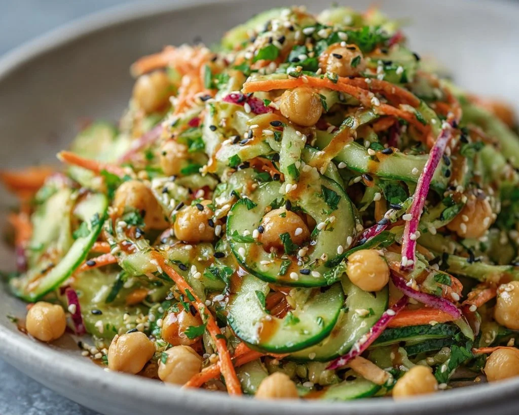 Asian Cucumber and Chickpea Slaw with Sesame Dressing
