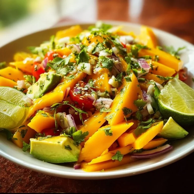 Avocado Mango Salad with zesty lime dressing on a plate