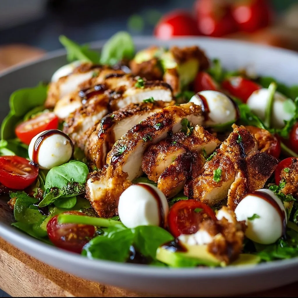 Baked Marinated Chicken Salad with Mozzarella and Balsamic Vinaigrette