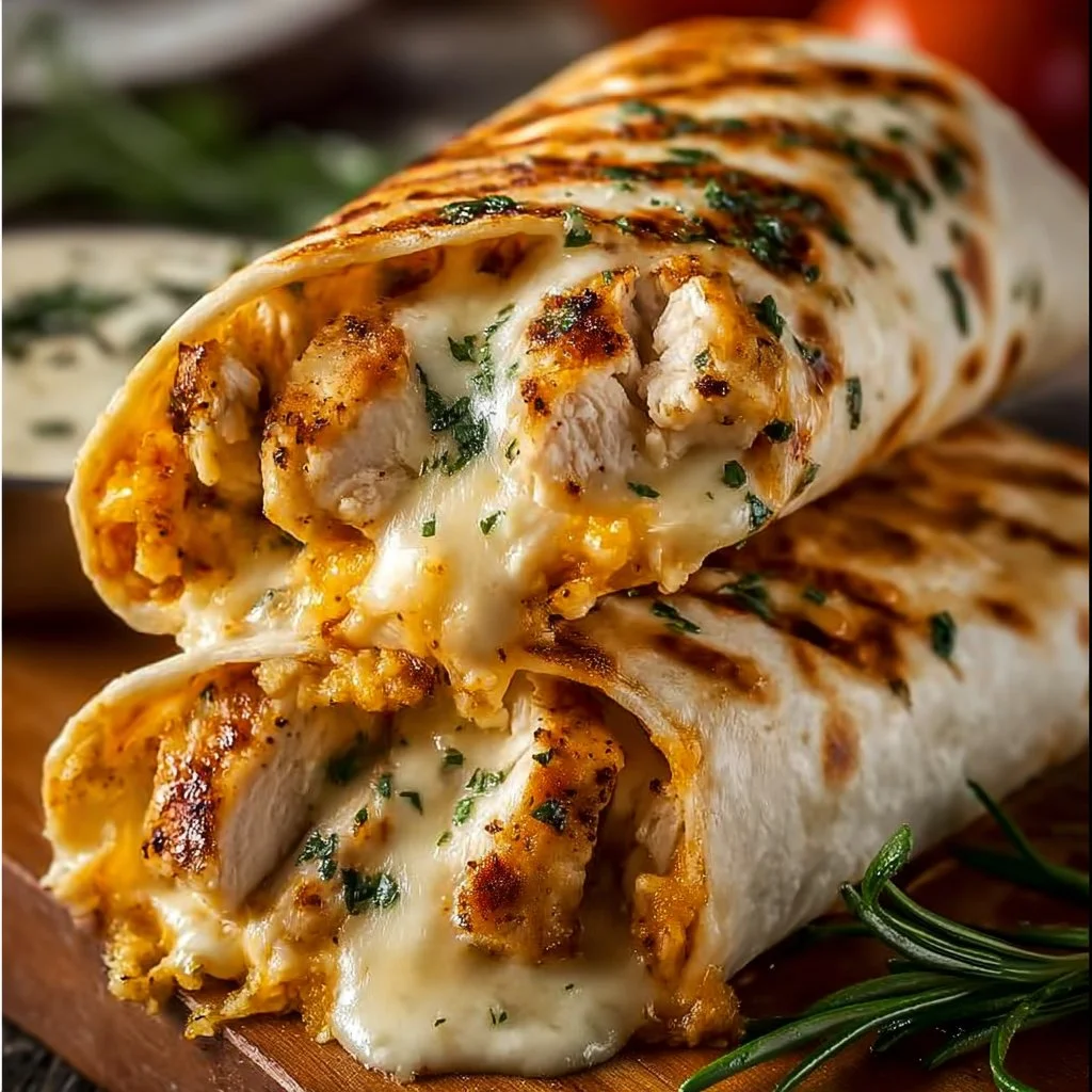 Cheesy Garlic Chicken Wraps