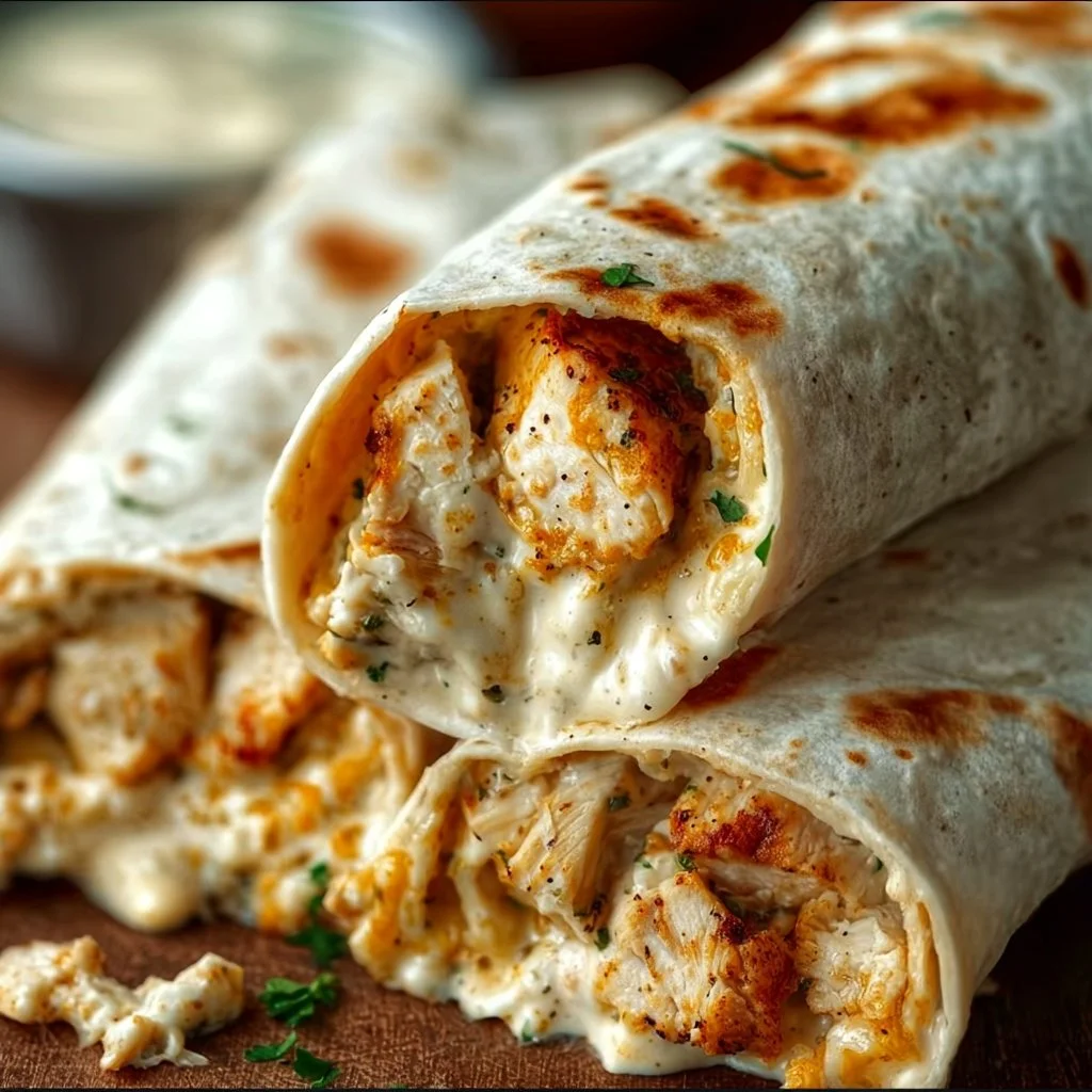 Cheesy Garlic Chicken Wraps