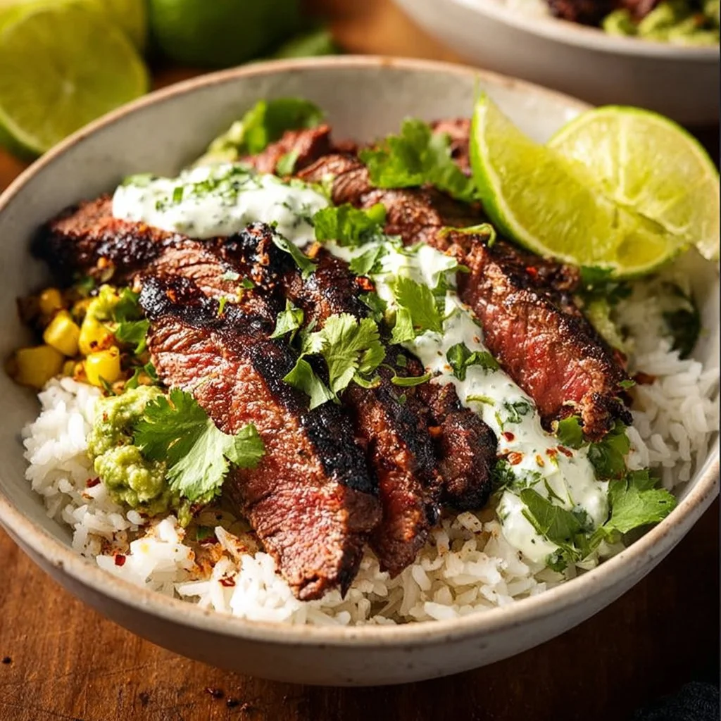 Cilantro Lime Steak and Rice Bowls