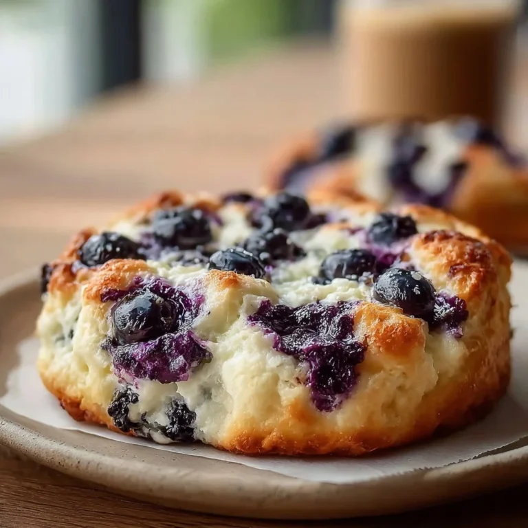 Cottage cheese blueberry cloud bread topped with fresh blueberries