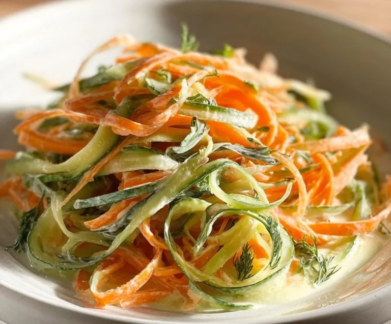 Creamy cucumber and carrot salad served in a bowl