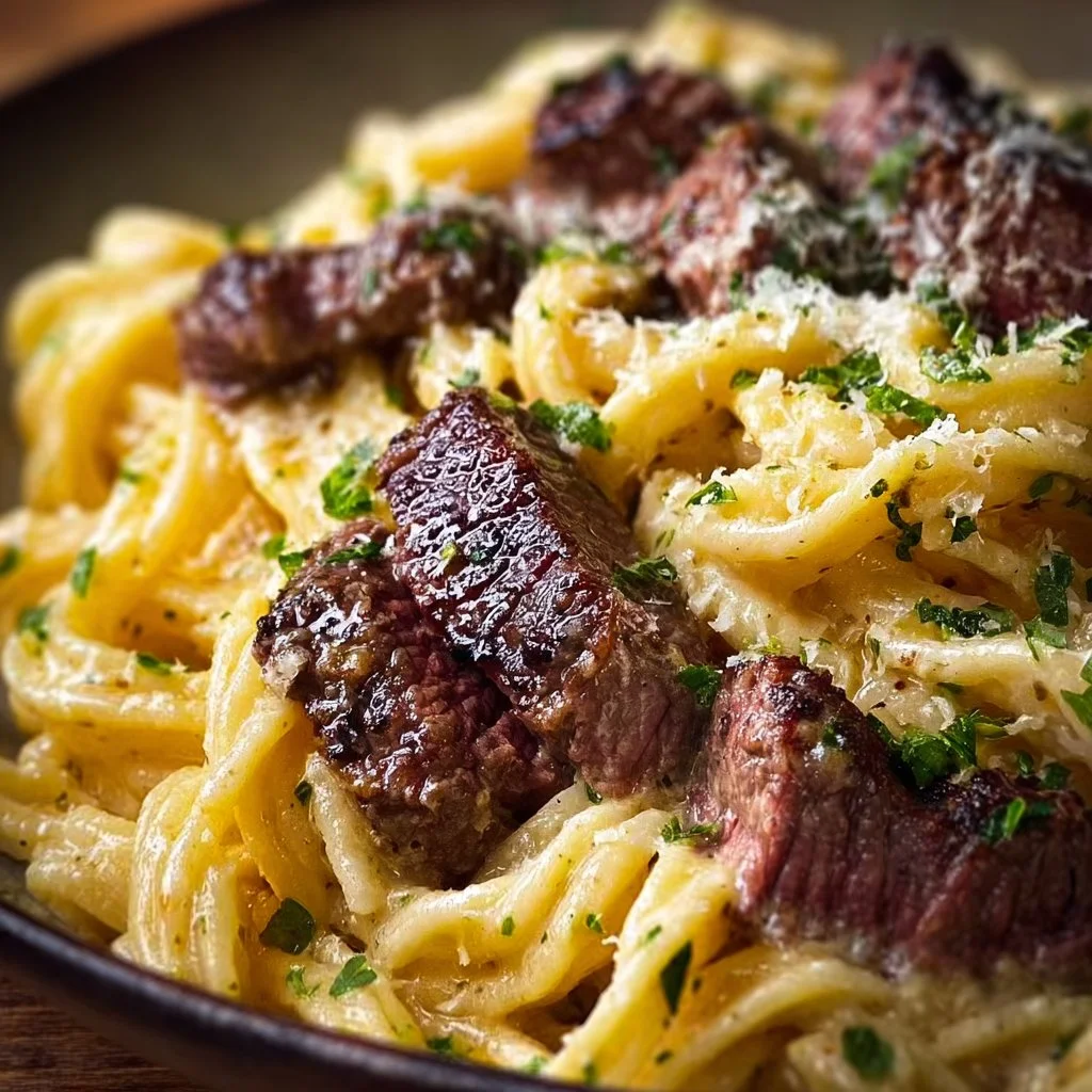Creamy Garlic Butter Steak Pasta