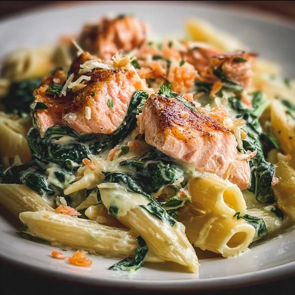 Creamy Spinach and Salmon Pasta