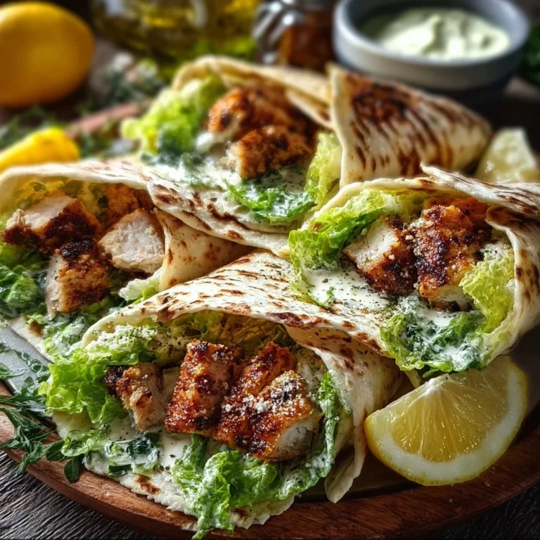 Crispy grilled lemon herb chicken caesar wraps on a plate