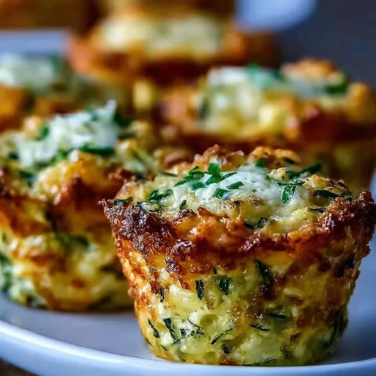 Crispy Parmesan zucchini potato muffins plated with fresh herbs.