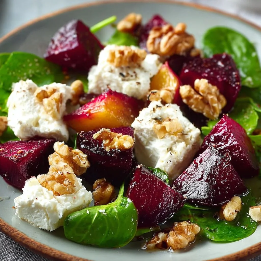 Delicious Roasted Beet and Goat Cheese Salad with Walnuts