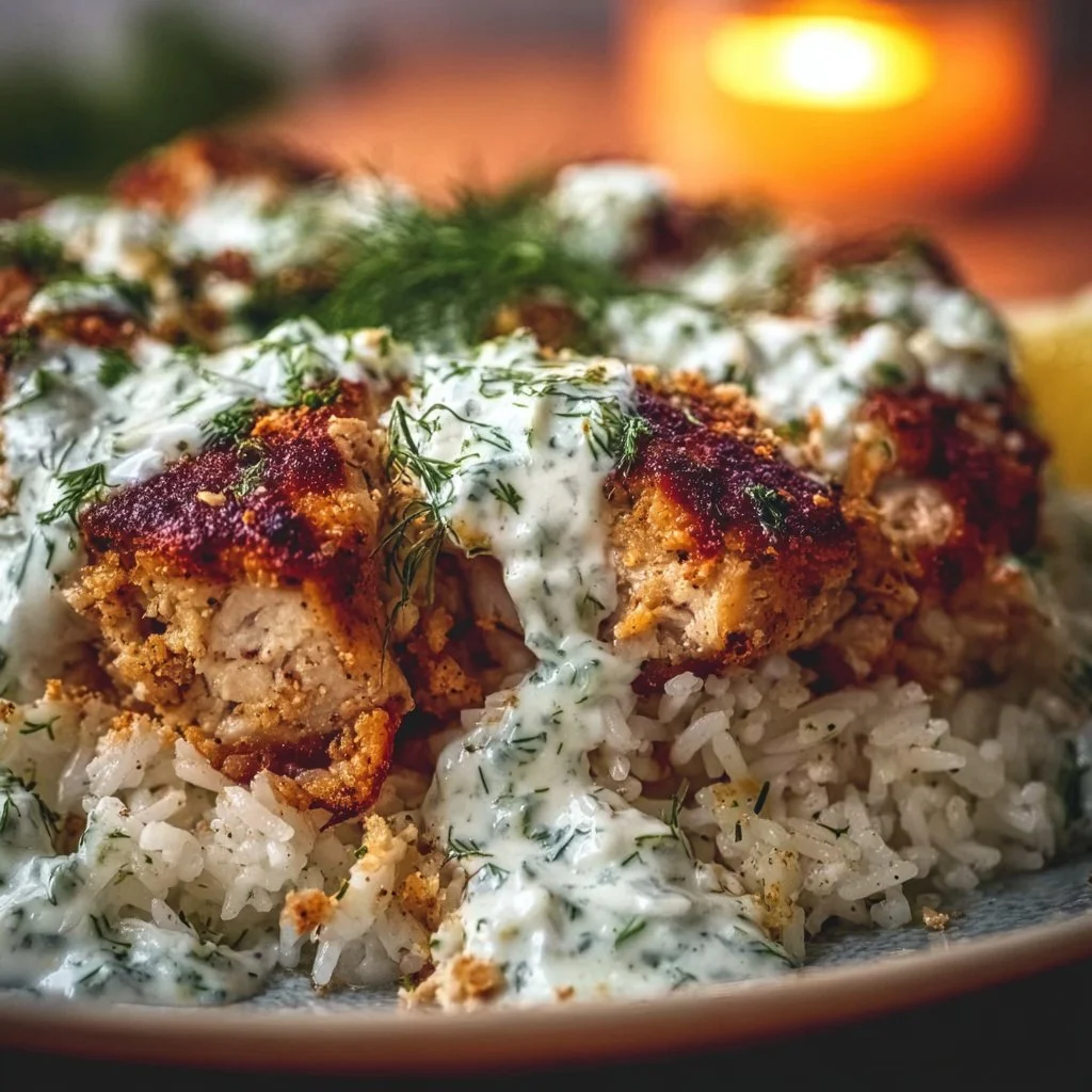 Dump and Bake Chicken Tzatziki Rice