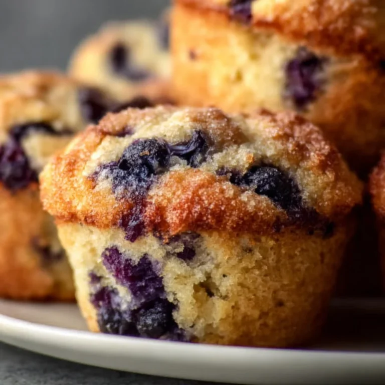 Delicious gluten-free blueberry muffins with fresh blueberries on a plate