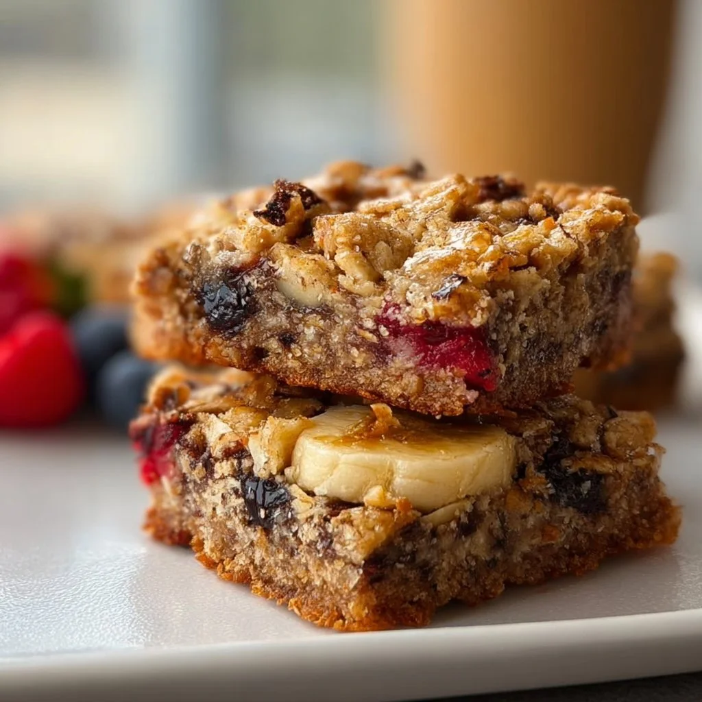 Homemade gluten free breakfast bars with oats and nuts