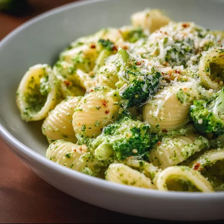 A delicious plate of easy healthy broccoli pasta garnished with herbs
