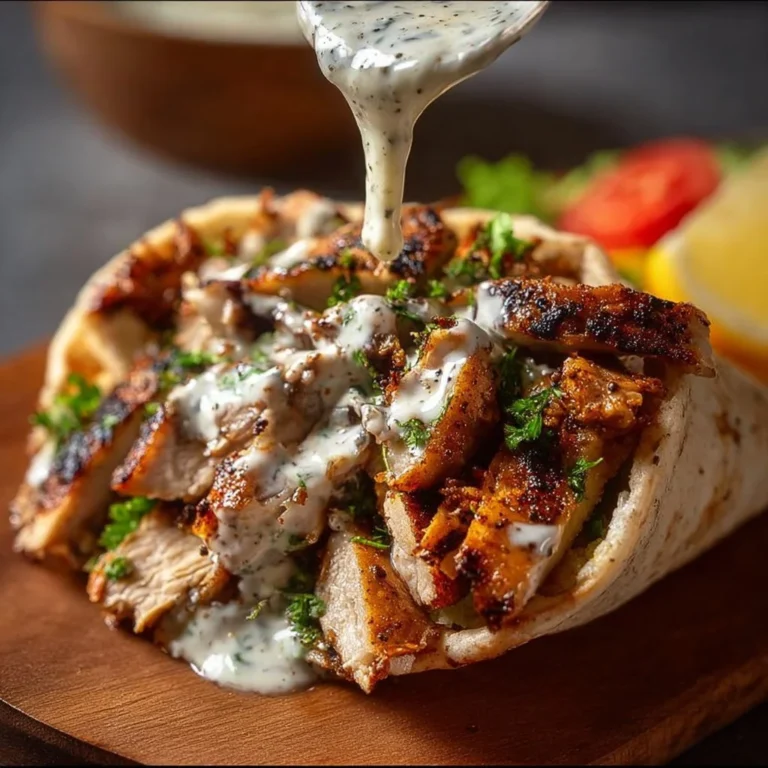 Delicious Chicken Shawarma with garlic sauce served on a plate