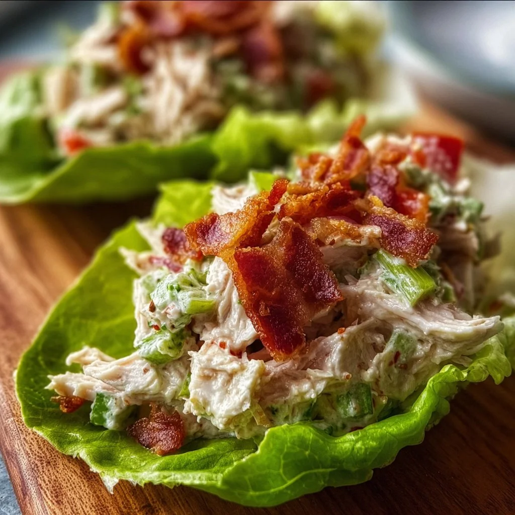 Fresh Light BLT Chicken Salad Lettuce Wraps
