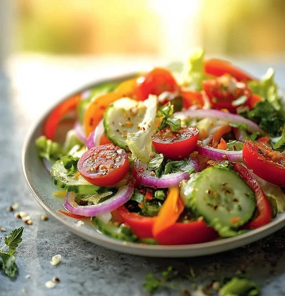 Colorful garden salad with fresh vegetables and greens