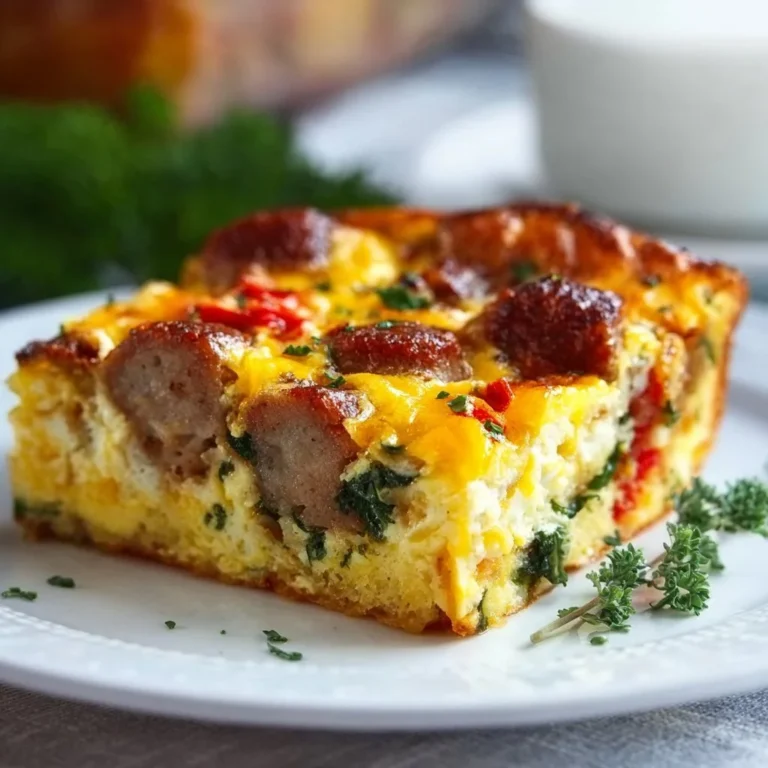 Delicious gluten-free egg and sausage casserole served in a dish