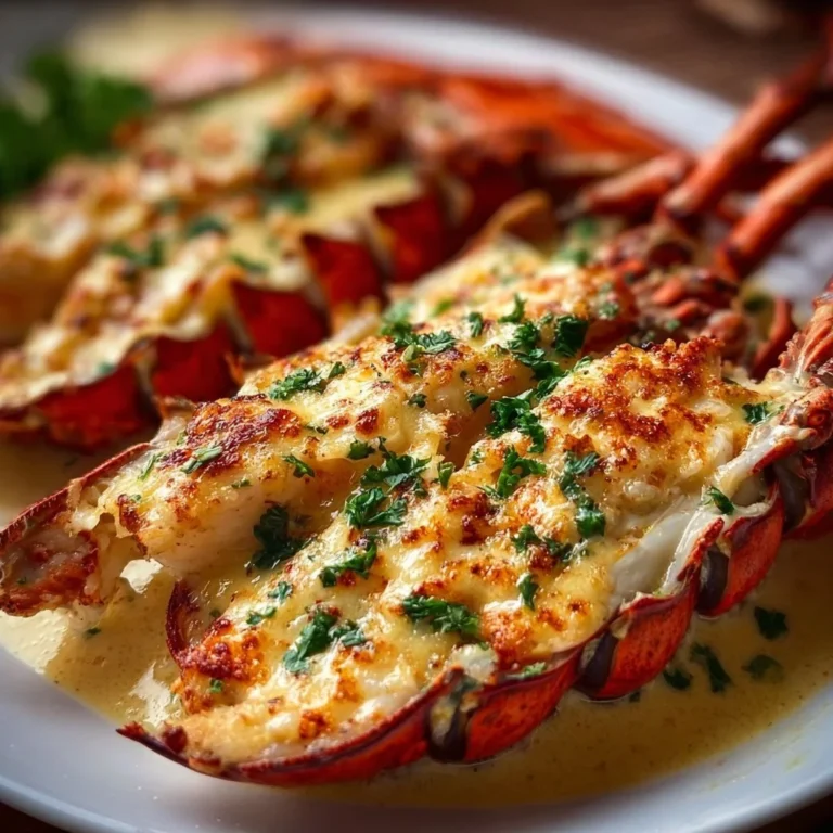Delicious Lobster Thermidor served with creamy sauce and herbs