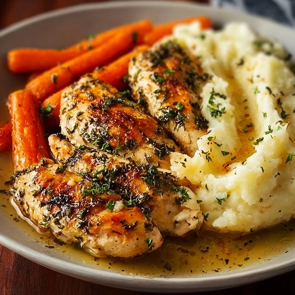 Make Garlic Herb Chicken with Mashed Potatoes and Glazed Carrots Tonight!