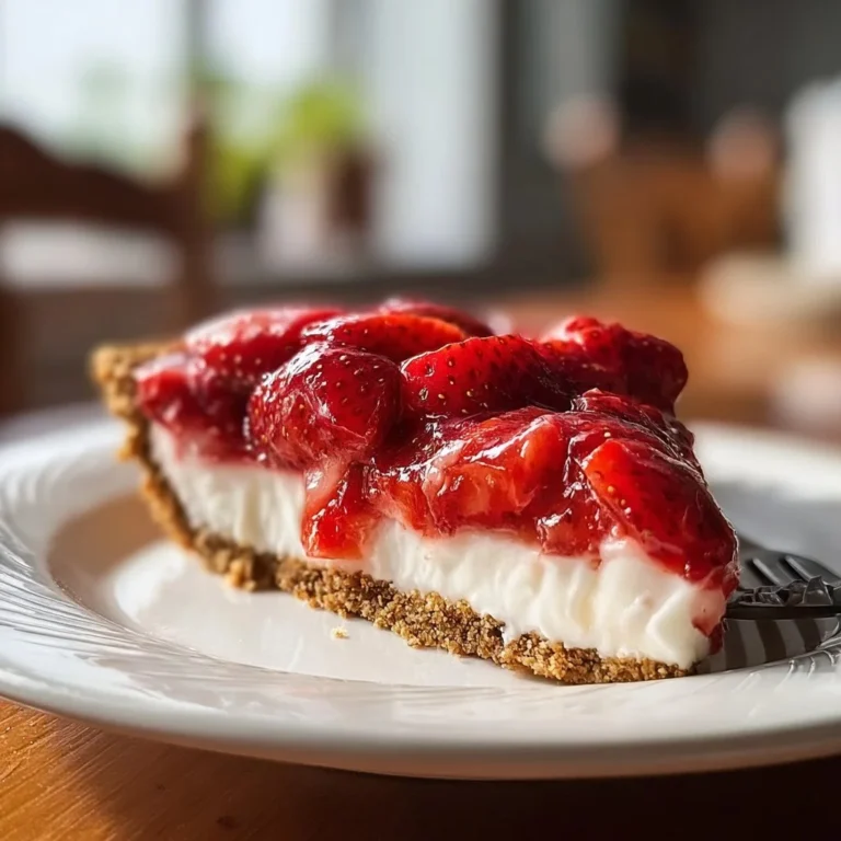 No-bake strawberry pie with fresh strawberries and cream filling