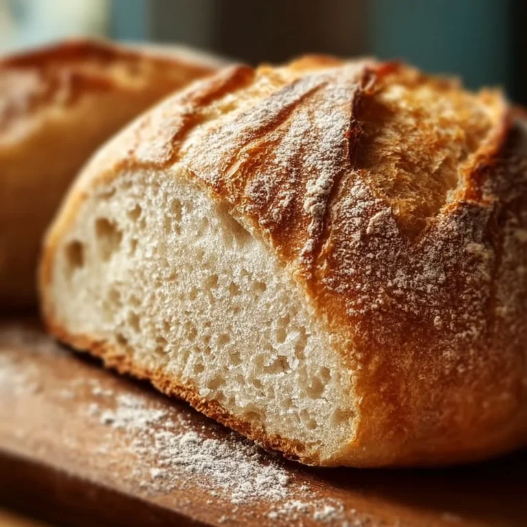 Loaf of No Knead Gluten Free Bread on a wooden cutting board