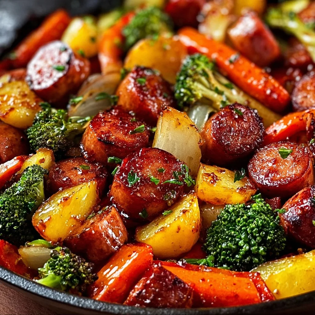 One-Pan Honey Garlic Kielbasa & Veggies