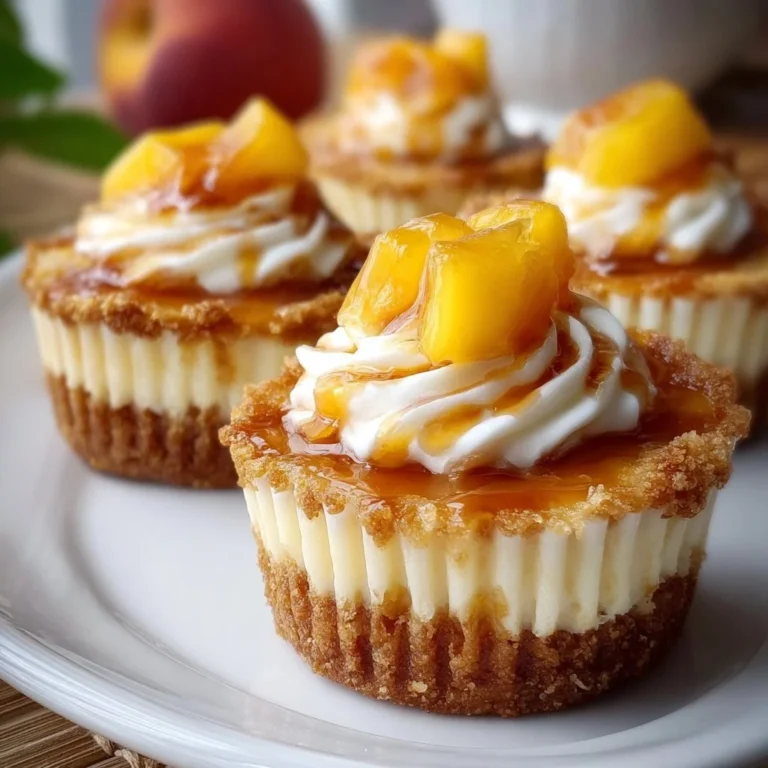 Peach and honey cheesecake cupcakes displayed on a platter