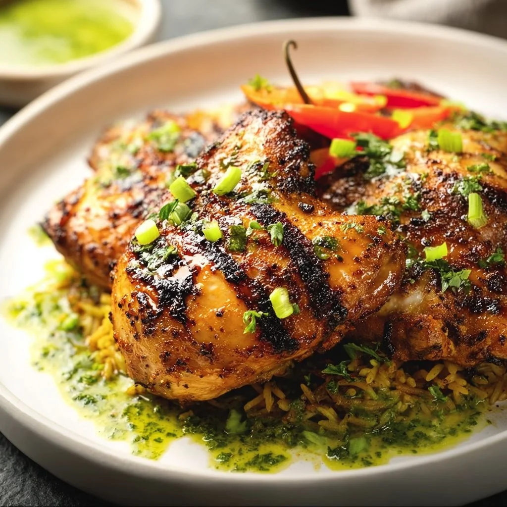 Juicy Peruvian Chicken marinated with traditional spices and grilled to perfection