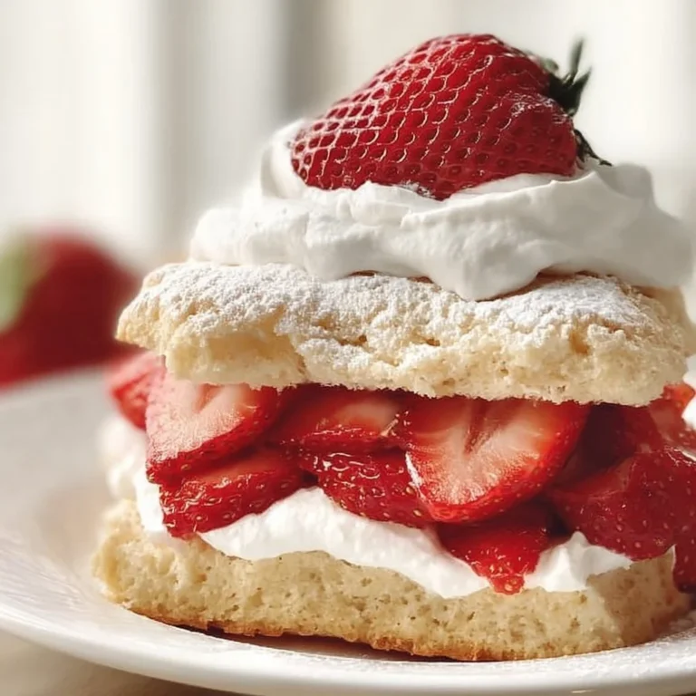Classic strawberry shortcake with fresh strawberries and whipped cream