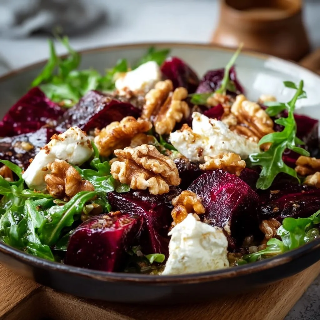 Roasted Beetroot Salad with Goat Cheese & Toasted Walnuts