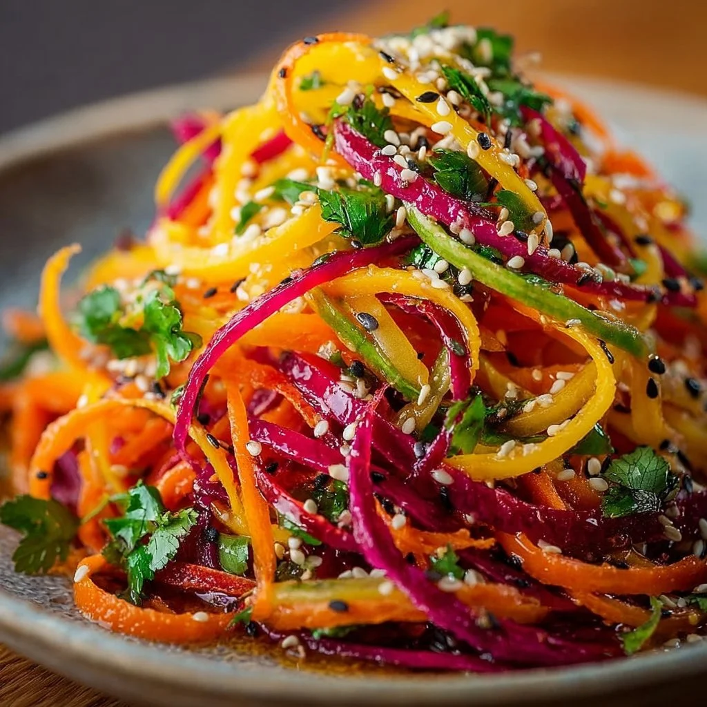 Shaved Rainbow Carrot Sesame Salad: A Colorful Delight!