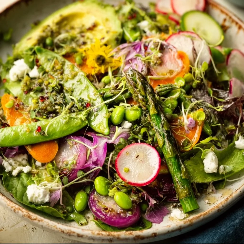 Spring Green Salad with Lemon Basil Vinaigrette