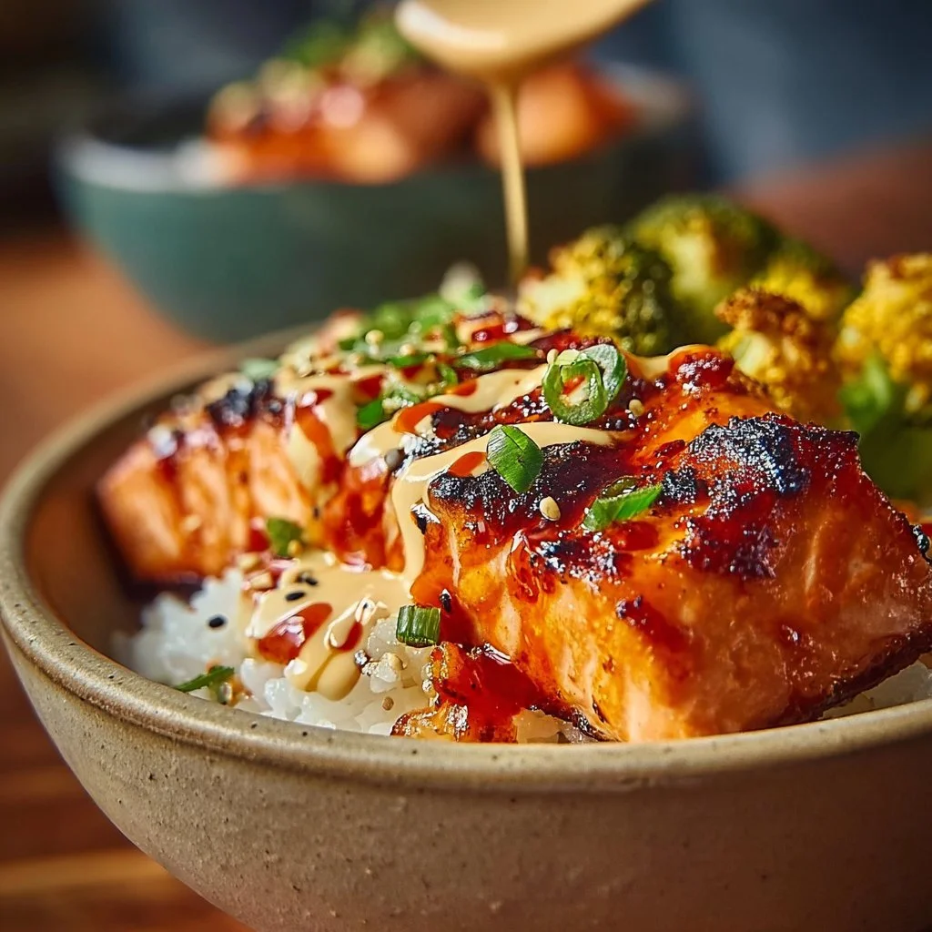 Sriracha Honey Salmon Bowls