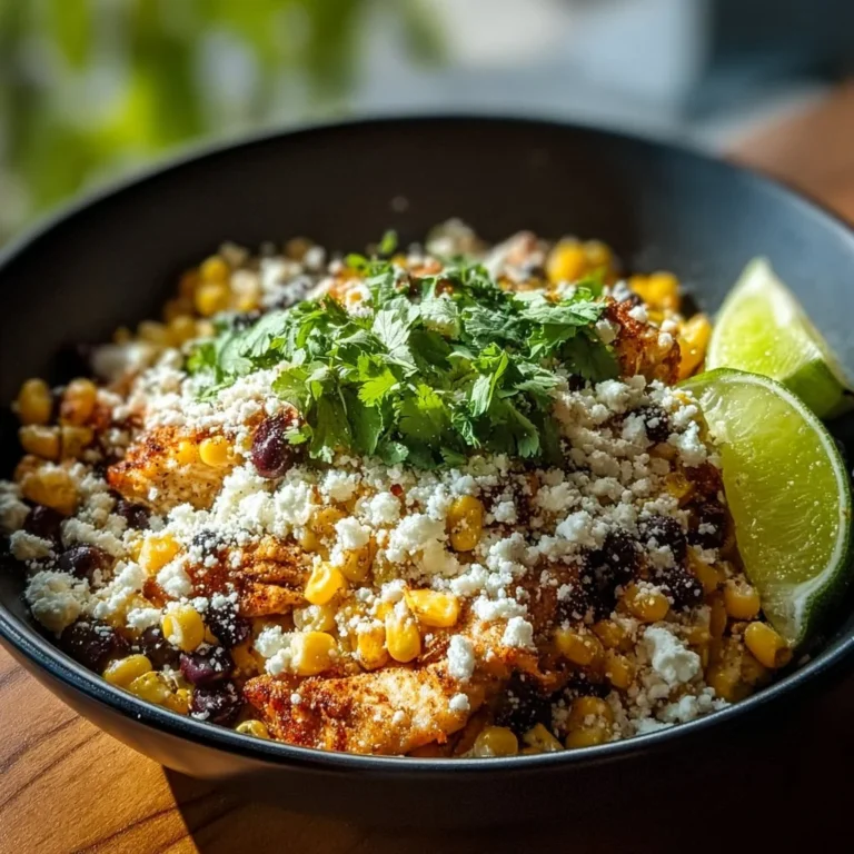Delicious Street Corn Chicken Bowl with fresh ingredients and vibrant toppings