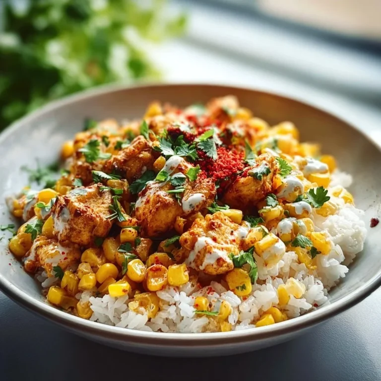 Street Corn Chicken Rice Bowl with grilled chicken, corn, and spices