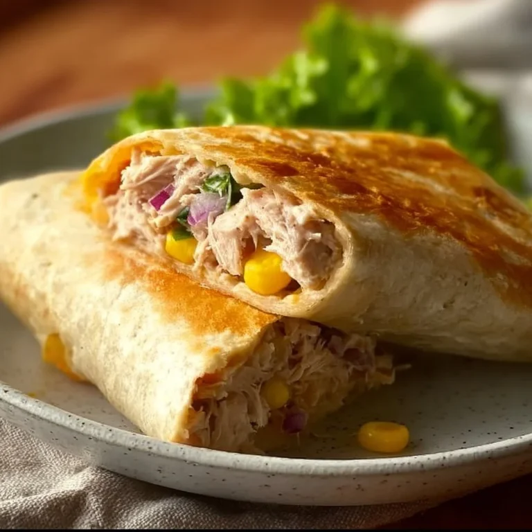 Irresistible tuna melt wrap with fresh ingredients and melted cheese