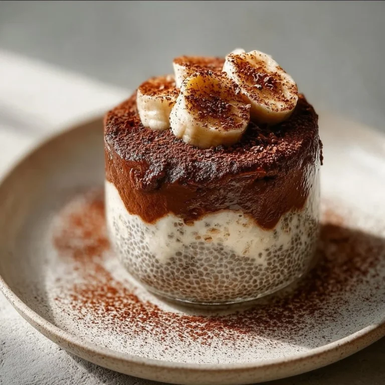 Delicious tiramisu chia pudding with coffee and cocoa flavors served in a jar