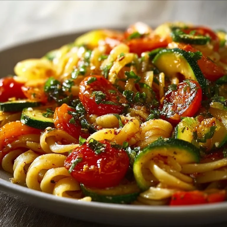 Delicious Tomato Zucchini Pasta with vibrant veggies and pasta served in a bowl